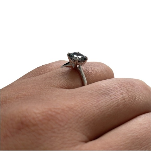 S925 2.5-3 Carat Gray Moissanite Round Lotus Petal 4 Prong Tulip Ring - Picture 7 of 9